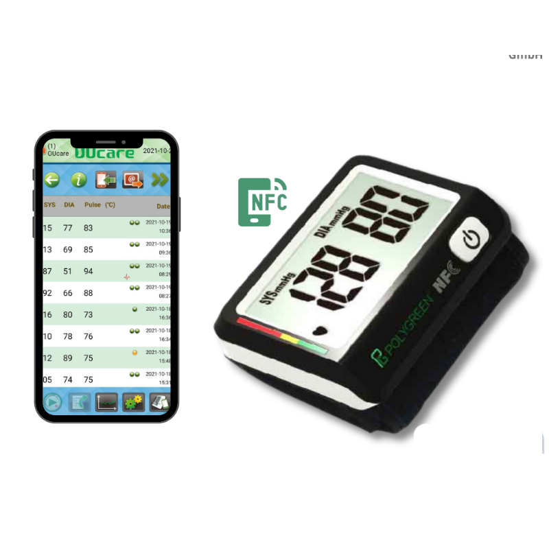 POLYGREEN WRISTWATCH BLOOD PRESSURE MONITOR NFC